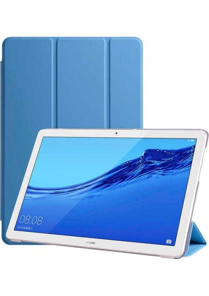Huawei T5 10 Inç Uyumlu Zore Smart Cover Standlı 1-1 Kılıf, Mavi