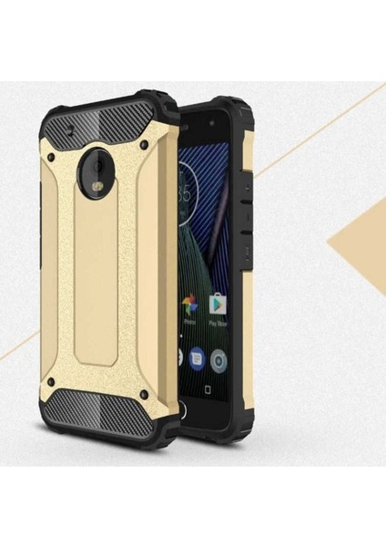 Lenovo Moto G5S Plus Uyumlu Kılıf Zore Crash Silikon Kapak, Gold