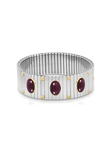 Extensıon Bileklik In Paslanmaz Çelik - 18K Altın ve 3 Taş Ruby