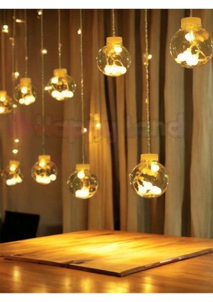 Dekoratif LED Işıklı Top Perde LED Animasyonlu Küre Toplu Ampulperde Ledfişli 3mt Günışığı modelleri