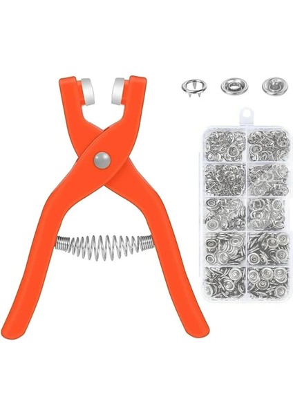 100'LÜ Çıt Çıt Takma Çakım Makinesi Takım Seti Saklama Kutusu Dahil 9.5 mm Çıt Çıt Takma Seti