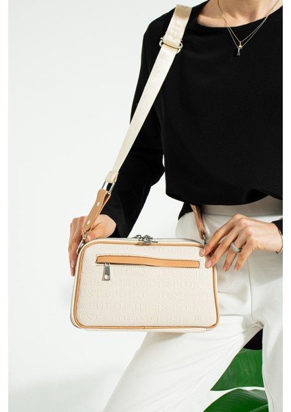 Kadın Krem Iki Askılı 3 Bölmeli Omuz ve Çapraz Çantası JPS2185 Krem indirimleri