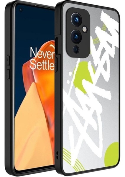 Oneplus 9 Uyumlu Kılıf Aynalı Desenli Kamera Korumalı Parlak Zore Mirror Kapak, Yazı