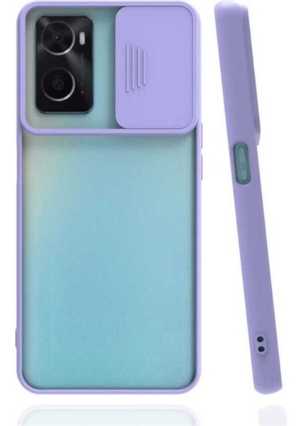 Oppo A76 Uyumlu Kılıf Zore Lensi Kapak, Lila