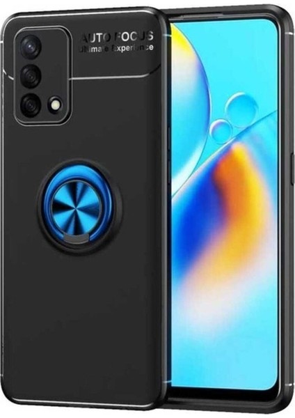 Oppo A74 4g Uyumlu Kılıf Zore Ravel Silikon Kapak, Siyah-Mavi