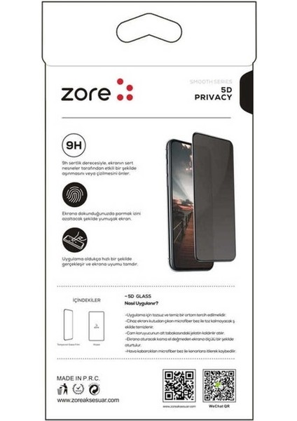 Oppo Ax7 Uyumlu Zore New 5d Privacy Temperli Ekran Koruyucu
