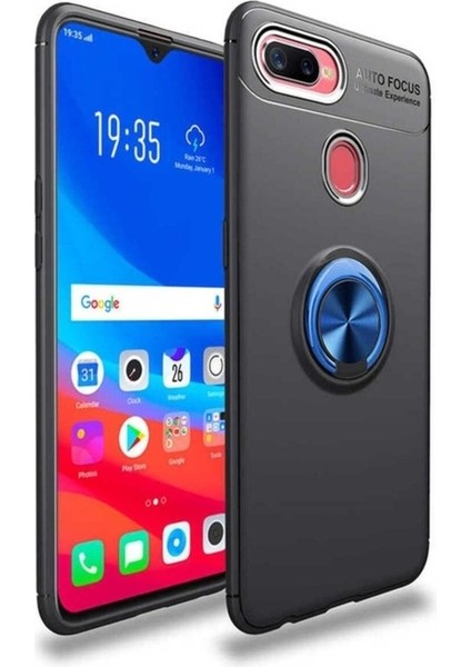 Oppo A7X Uyumlu Kılıf Zore Ravel Silikon Kapak, Siyah-Mavi