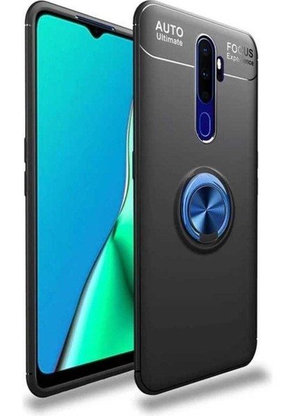 Oppo A9 2020 Uyumlu Kılıf Zore Ravel Silikon Kapak, Siyah-Mavi