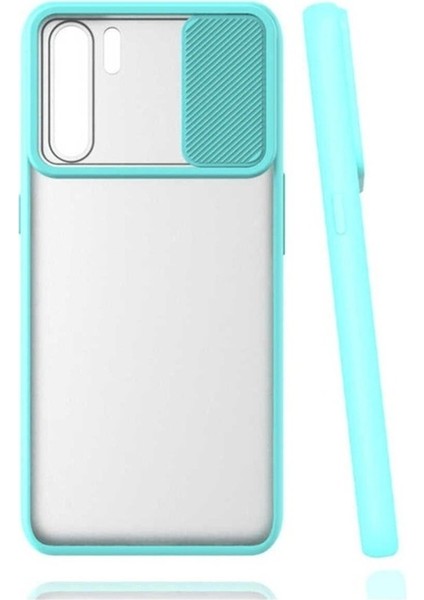 Oppo A91 Uyumlu Kılıf Zore Lensi Kapak, Turkuaz