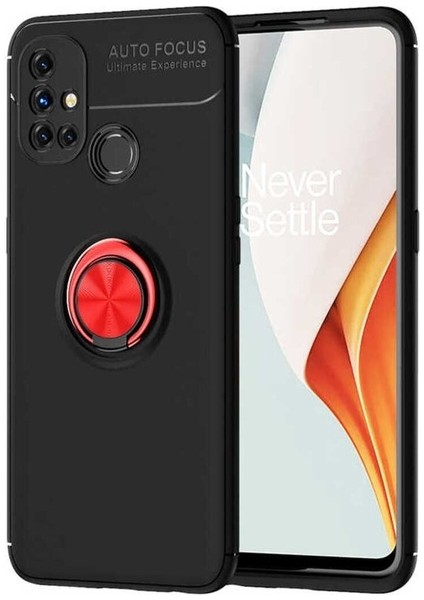 Oneplus Nord N10 5g Uyumlu Kılıf Zore Ravel Silikon Kapak, Siyah-Kırmızı