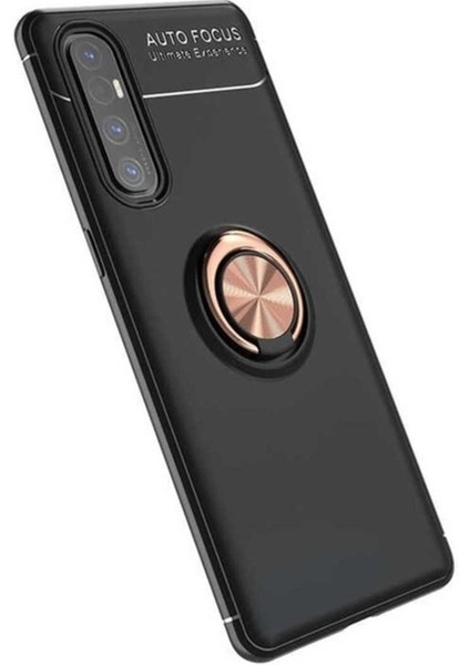 Oppo Reno 3 Pro 5g Uyumlu Kılıf Zore Ravel Silikon Kapak, Siyah-Rose Gold