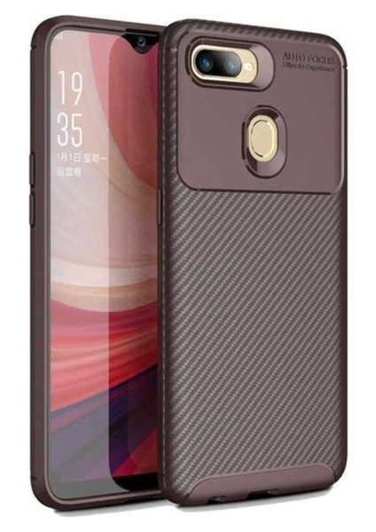 Oppo A5S Uyumlu Kılıf Zore Negro Silikon Kapak, Kahverengi