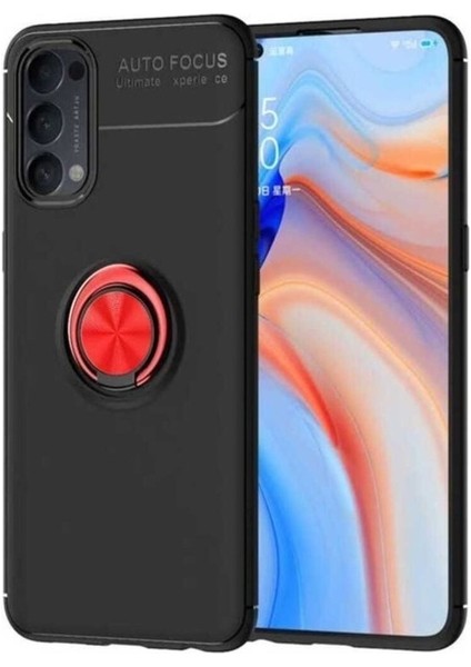 Oppo Reno 4 Uyumlu Kılıf Zore Ravel Silikon Kapak, Siyah-Kırmızı