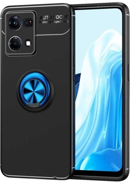 Oppo Reno 7 4g Uyumlu Kılıf Zore Ravel Silikon Kapak, Siyah-Mavi