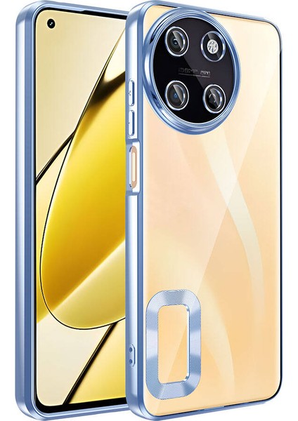 Realme 11 4g Uyumlu Kılıf Kamera Korumalı Logo Gösteren Zore Omega Kapak, Sierra Mavi