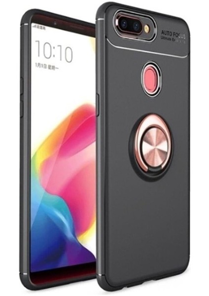 Oppo Ax7 Uyumlu Kılıf Zore Ravel Silikon Kapak, Siyah-Rose Gold