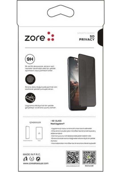 Oppo A9 2020 Uyumlu Zore New 5d Privacy Temperli Ekran Koruyucu