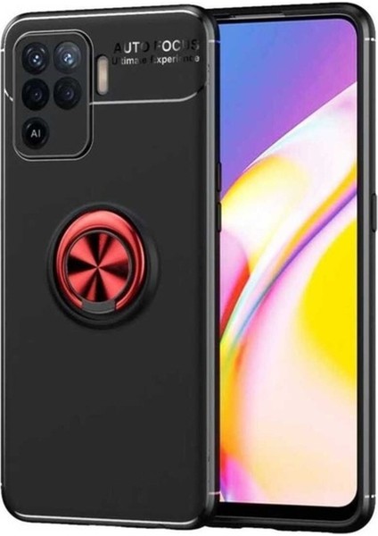 Oppo Reno 5 Lite Uyumlu Kılıf Zore Ravel Silikon Kapak, Siyah-Kırmızı