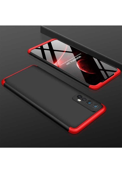 Realme 7 Uyumlu Kılıf Zore Ays Kapak, Siyah-Kırmızı