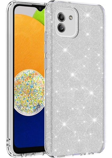 Samsung Galaxy A03 Uyumlu Kılıf Zore Shining Silikon, Gümüş