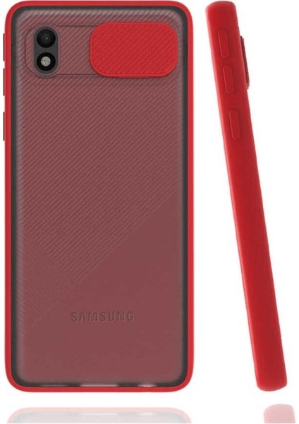 Samsung Galaxy A01 Core Uyumlu Kılıf Zore Lensi Kapak, Kırmızı