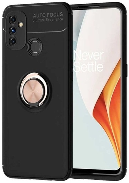 Oneplus Nord N100 Uyumlu Kılıf Zore Ravel Silikon Kapak, Siyah-Rose Gold