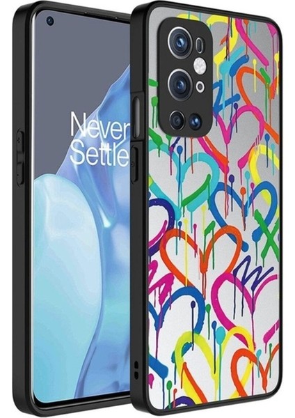 Oneplus 9 Pro Uyumlu Kılıf Aynalı Desenli Kamera Korumalı Parlak Zore Mirror Kapak, Kalp