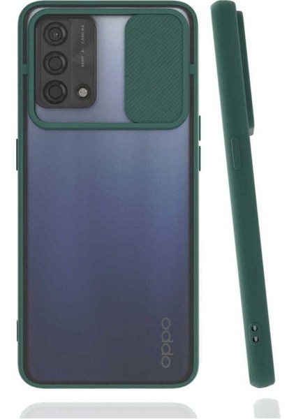 Oppo A74 4g Uyumlu Kılıf Zore Lensi Kapak, Koyu Yeşil