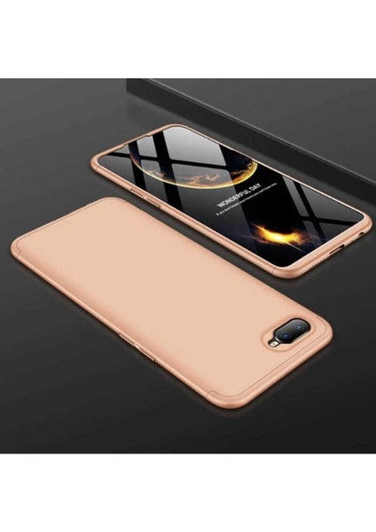Oppo Ax7 Uyumlu Kılıf Zore Ays Kapak, Gold