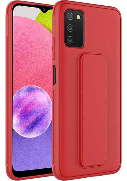 Samsung Galaxy A03S Uyumlu Kılıf Zore Qstand Kapak, Kırmızı