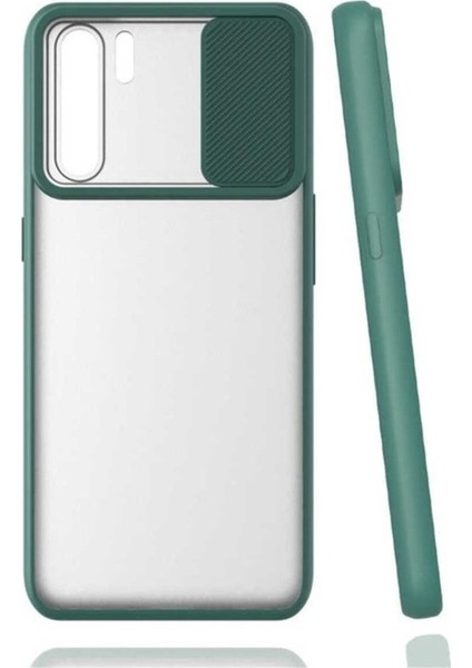 Oppo A91 Uyumlu Kılıf Zore Lensi Kapak, Koyu Yeşil