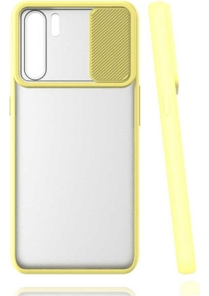 Oppo A91 Uyumlu Kılıf Zore Lensi Kapak, Sarı
