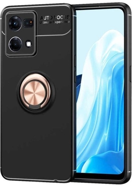 Oppo Reno 7 4g Uyumlu Kılıf Zore Ravel Silikon Kapak, Siyah-Rose Gold