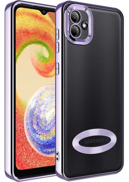 Samsung Galaxy A03 Uyumlu Kılıf Kamera Korumalı Logo Gösteren Zore Omega Kapak, Lila
