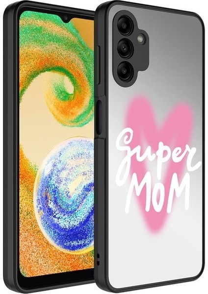 Samsung Galaxy A04S Uyumlu Kılıf Aynalı Desenli Kamera Korumalı Parlak Zore Mirror Kapak, Süper Anne