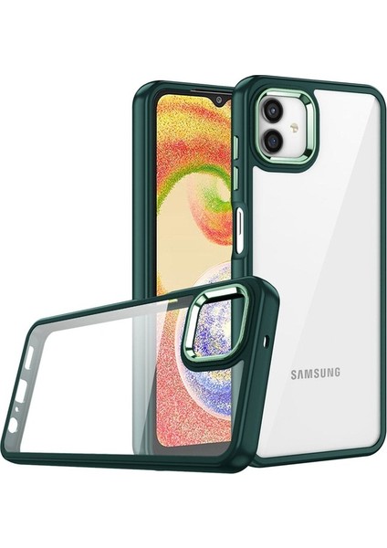 Samsung Galaxy A04 Uyumlu Kılıf Zore Flora Kapak, Yeşil
