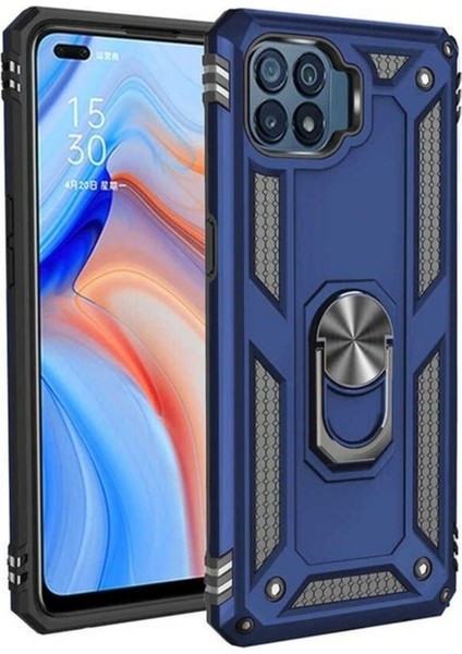Oppo Reno 4 Lite Uyumlu Kılıf Zore Vega Kapak, Mavi