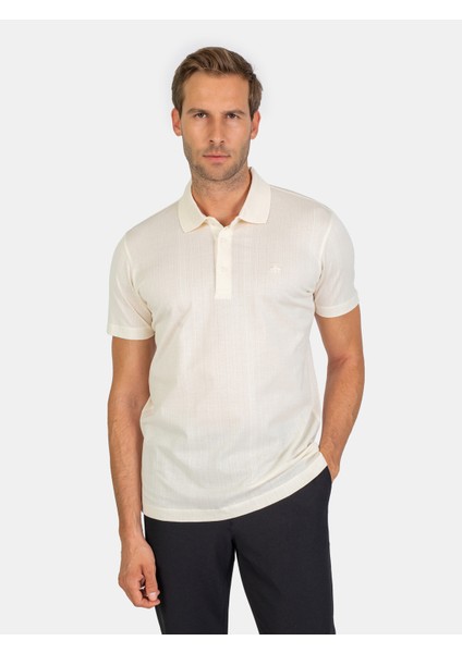 Erkek Regular Fıt Polo Yaka Tişört-Ekru