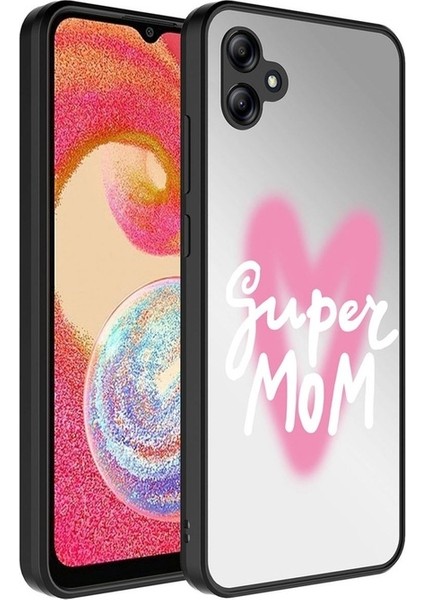 Samsung Galaxy A04E Uyumlu Kılıf Aynalı Desenli Kamera Korumalı Parlak Zore Mirror Kapak, Süper Anne