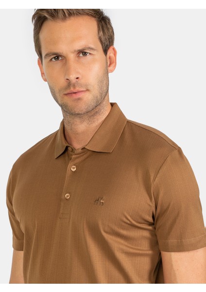 Erkek Regular Fıt Polo Yaka Tişört-Açık Kahve