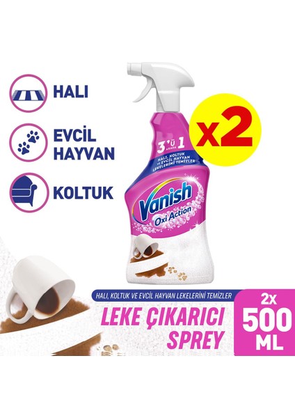 Oxi Action Çok Amaçlı Halı, Koltuk ve Evcil Hayvan Leke Çıkarıcı Sprey 500 ml X2