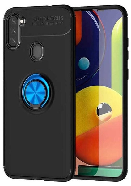 Samsung Galaxy A11 Uyumlu Kılıf Zore Ravel Silikon Kapak, Siyah-Mavi
