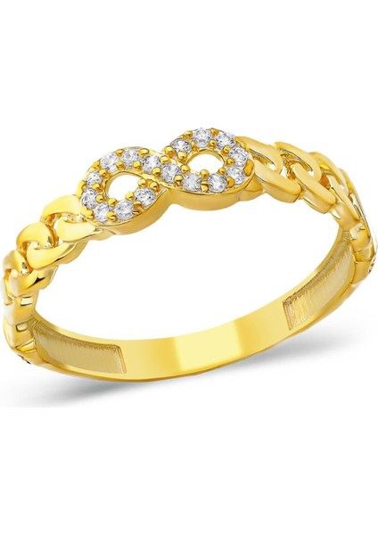 Sonsuzluk Desenli Taşlı Yüzük