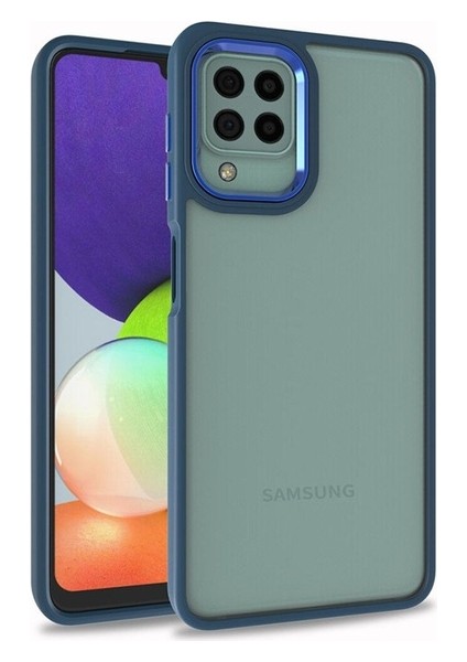 Samsung Galaxy A12 Uyumlu Kılıf Zore Flora Kapak, Mavi