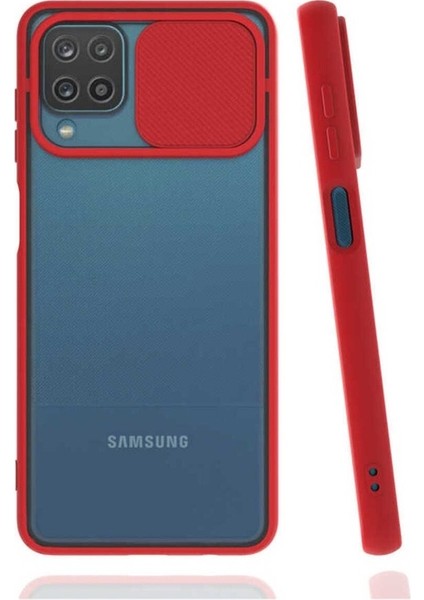 Samsung Galaxy A12 Uyumlu Kılıf Zore Lensi Kapak, Kırmızı