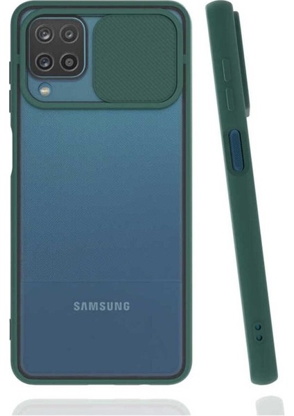 Samsung Galaxy A12 Uyumlu Kılıf Zore Lensi Kapak, Koyu Yeşil