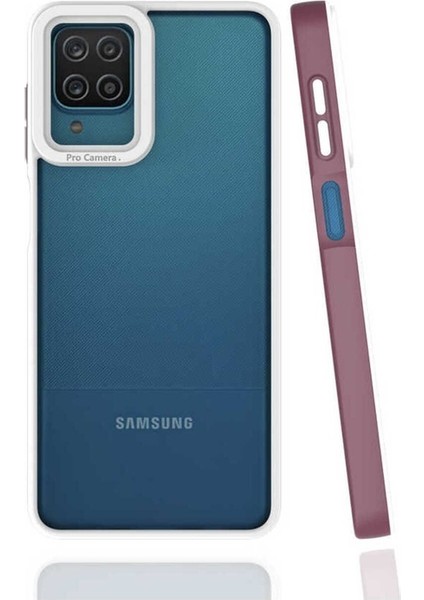 Samsung Galaxy A12 Uyumlu Kılıf Zore Mima Kapak, Mürdüm