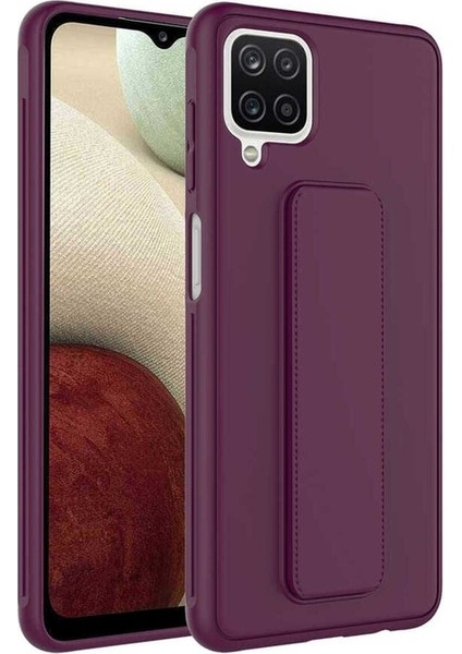 Samsung Galaxy A12 Uyumlu Kılıf Zore Qstand Kapak, Mürdüm