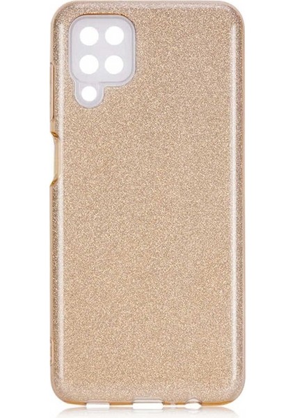 Samsung Galaxy A12 Uyumlu Kılıf Zore Shining Silikon, Gold