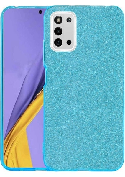 Samsung Galaxy A03S Uyumlu Kılıf Zore Shining Silikon, Mavi